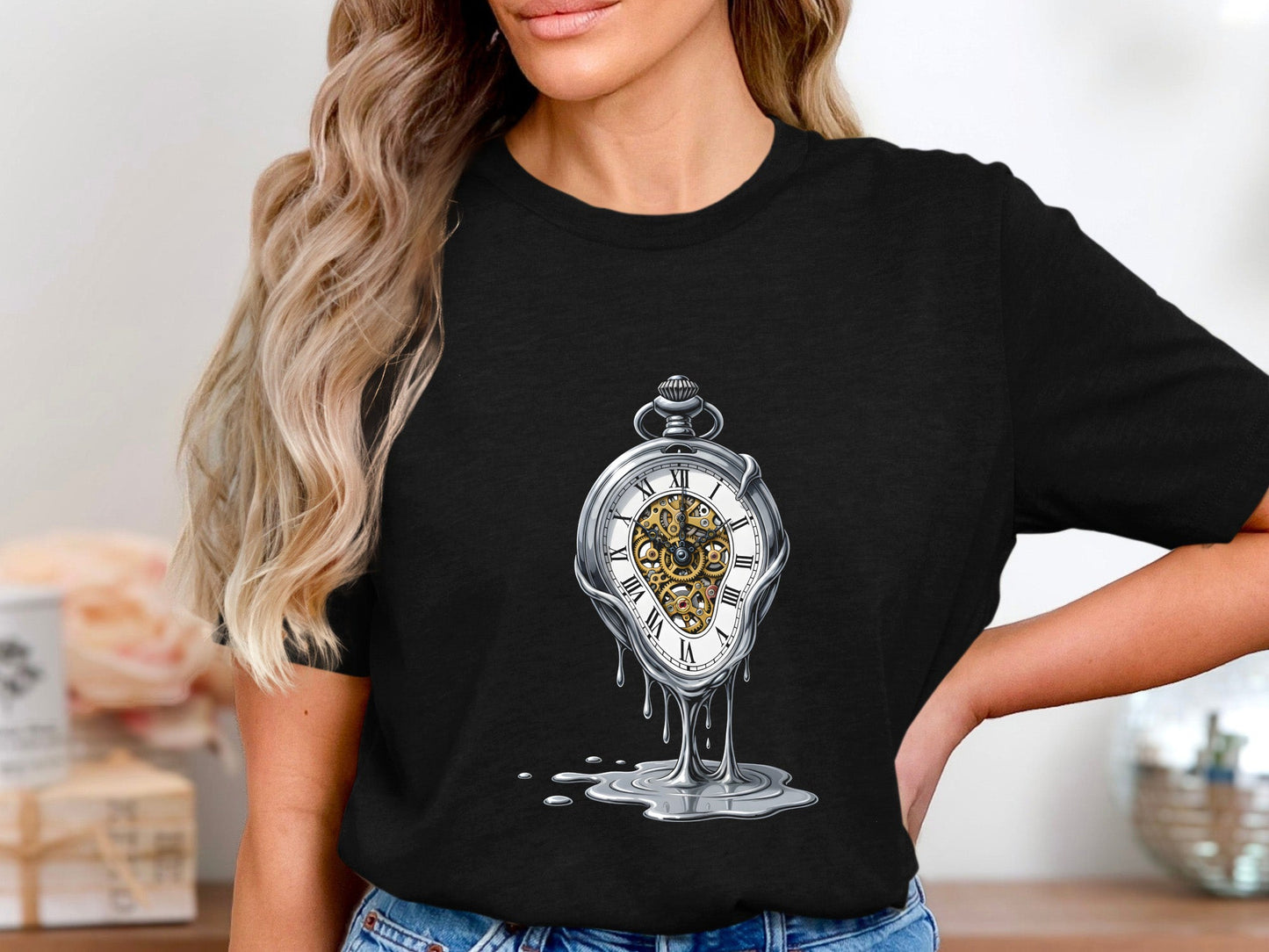 Melting Pocket Watch Surrealist Time Graphic Tee