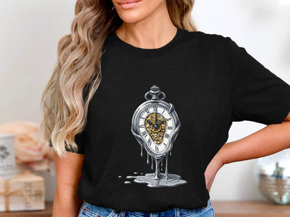 Melting Pocket Watch Surrealist Time Graphic Tee