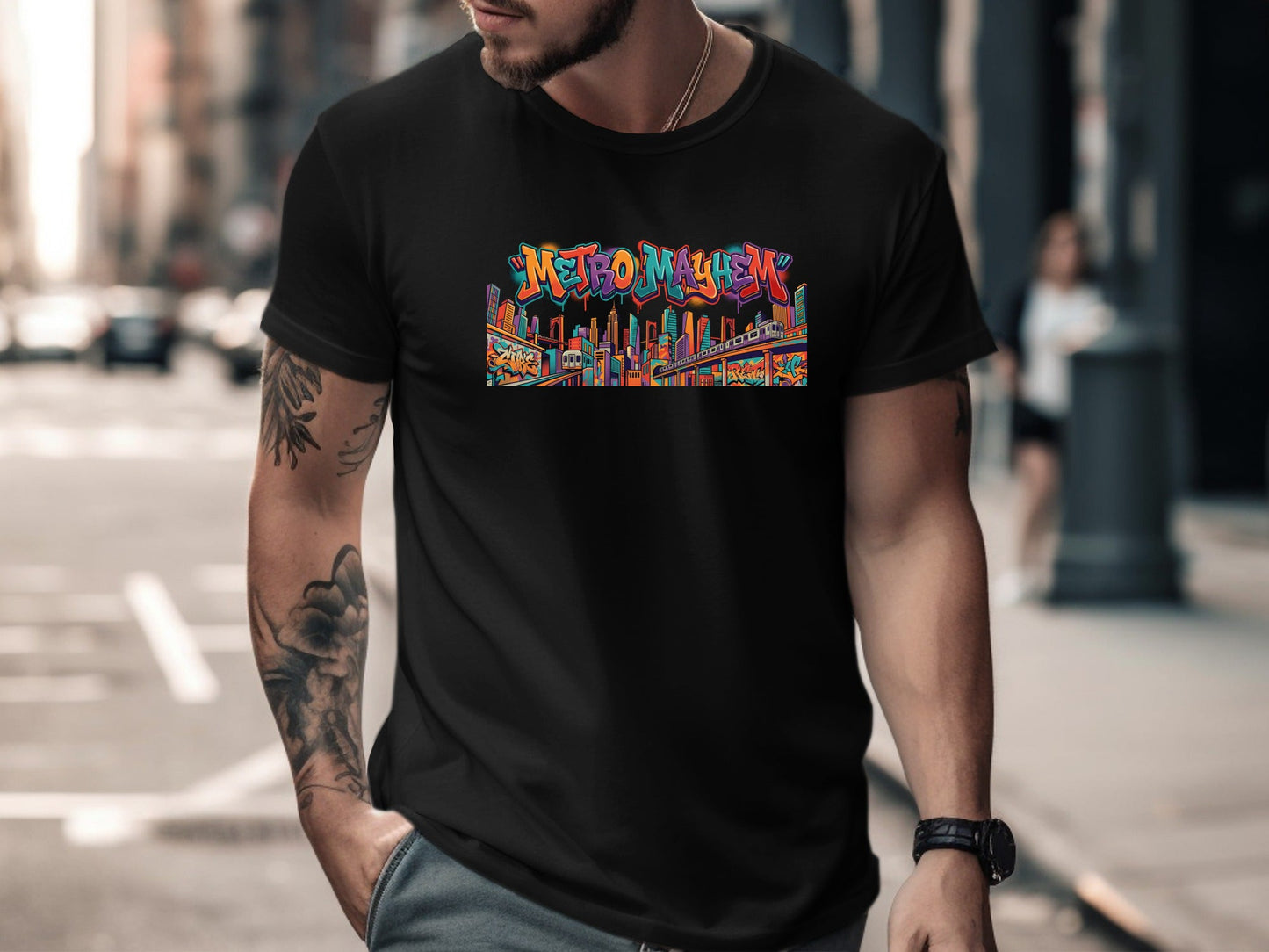 Metro Mayhem City Skyline Graffiti Graphic Tee