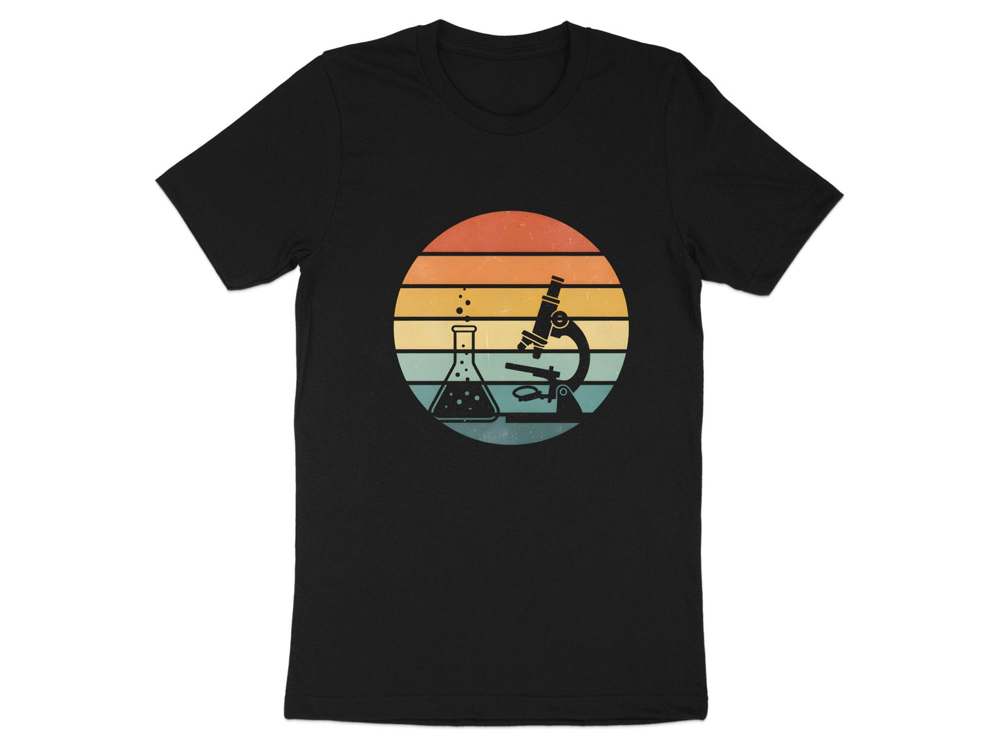 Retro Sunset Microscope Science Graphic T-Shirt