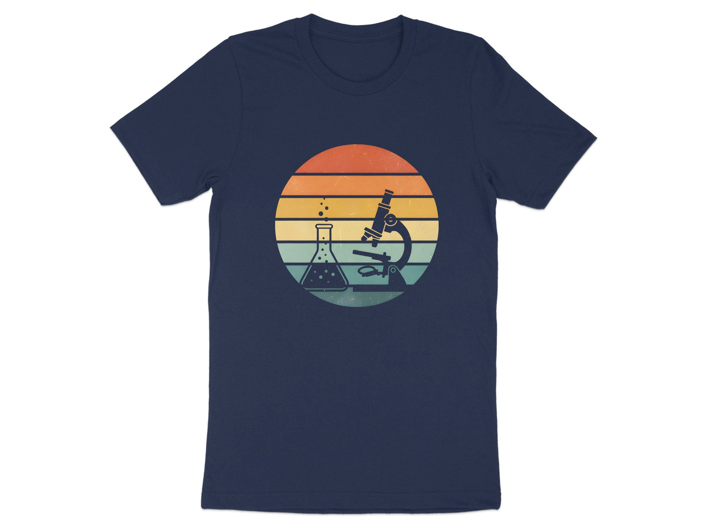 Retro Sunset Microscope Science Graphic T-Shirt