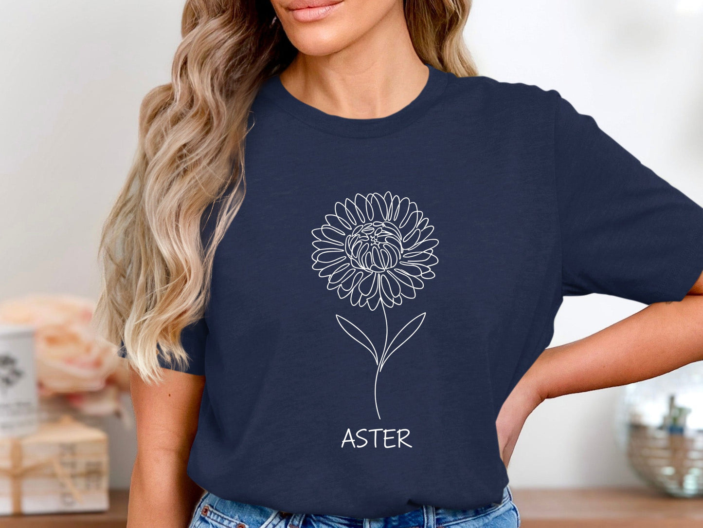 Aster Flower Line Art Graphic Tee