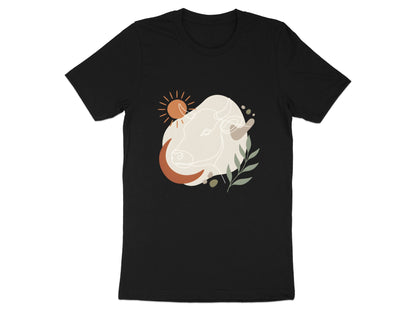 Abstract Bull & Sun Line Art T-Shirt - Mid-Century Modern