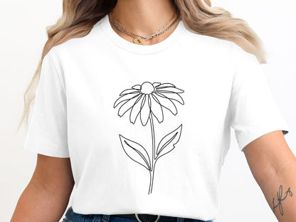 Echinacea Daisy Line Art Graphic Tee