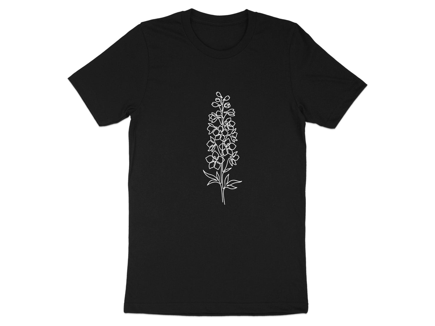 Wildflower Larkspur Line Art T-Shirt
