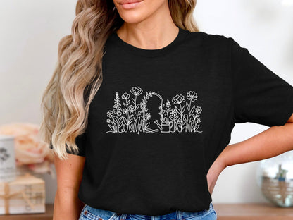 Wildflower Garden & Watering Can Graphic Tee