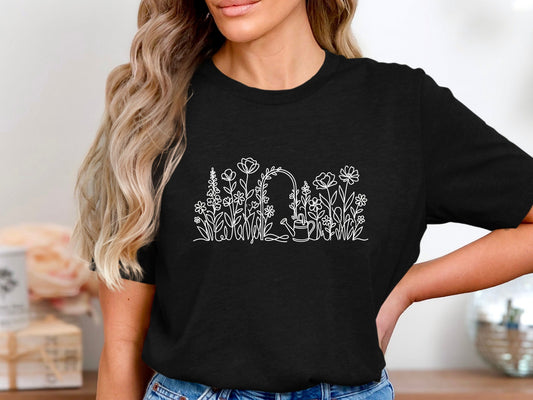 Wildflower Garden & Watering Can Graphic Tee