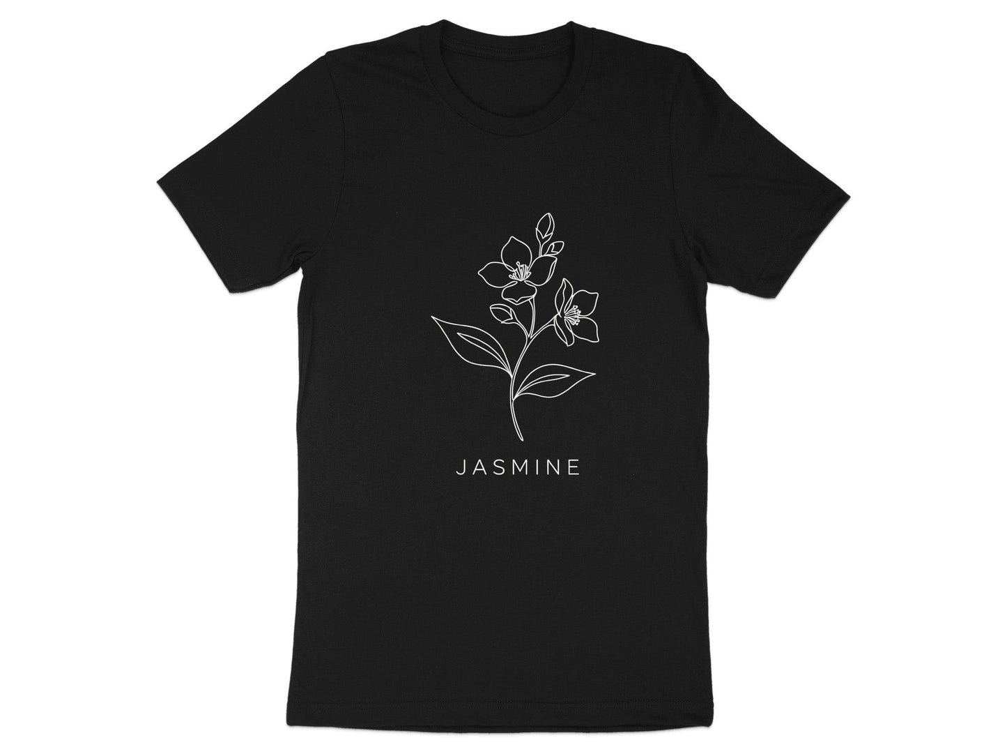 Jasmine Flower Line Art T-Shirt - Minimalist Botanical Tee