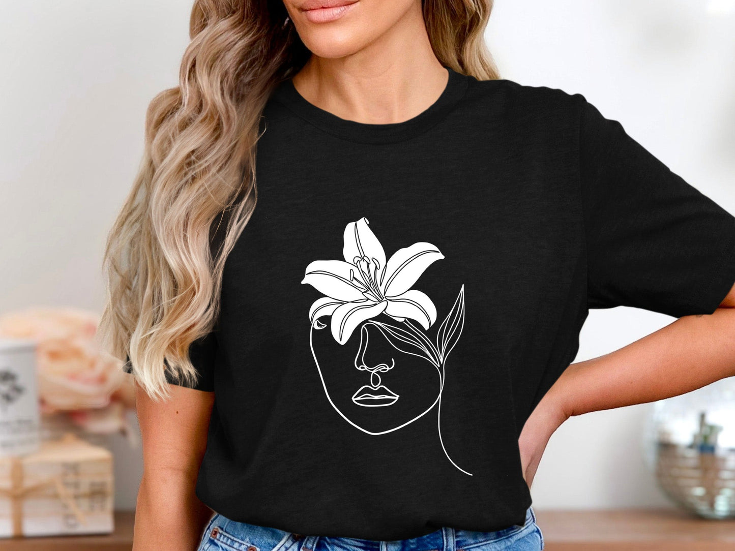 Lily Vision Surrealist Line Art T-Shirt