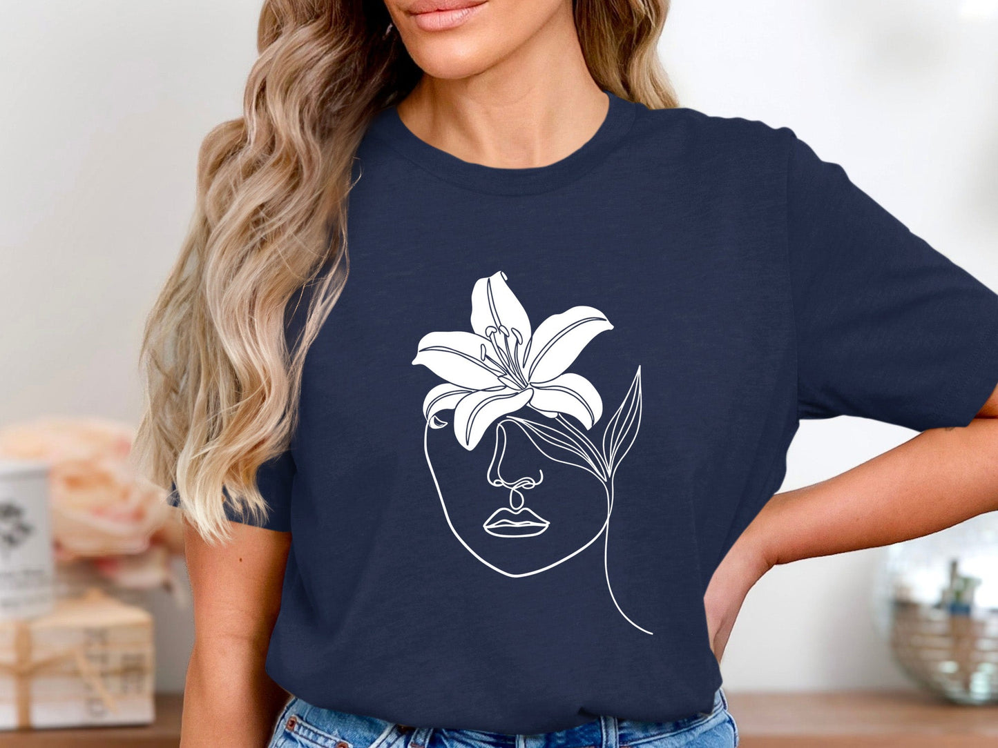 Lily Vision Surrealist Line Art T-Shirt