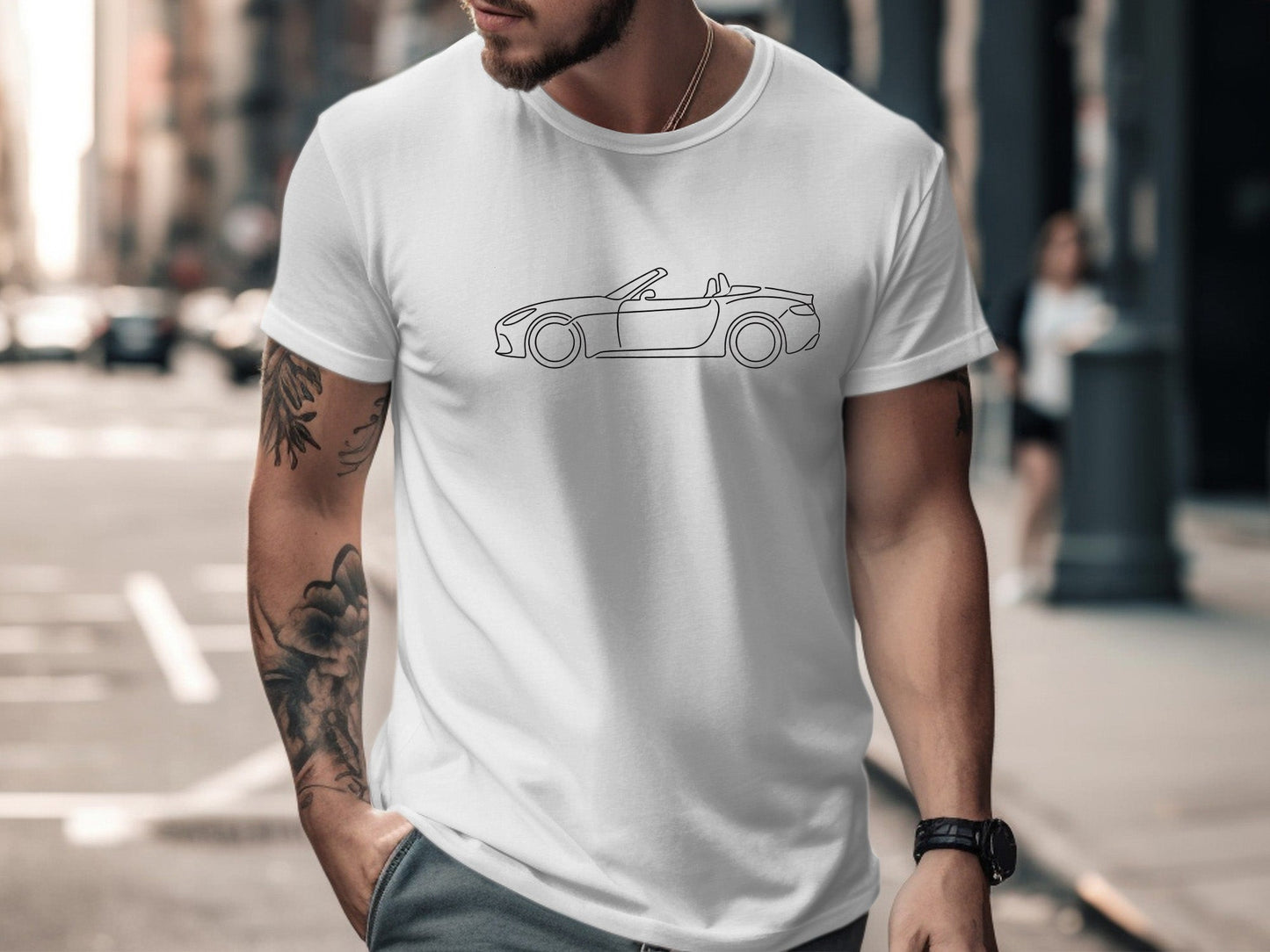 Minimalist One-Line Convertible Sports Car Tee