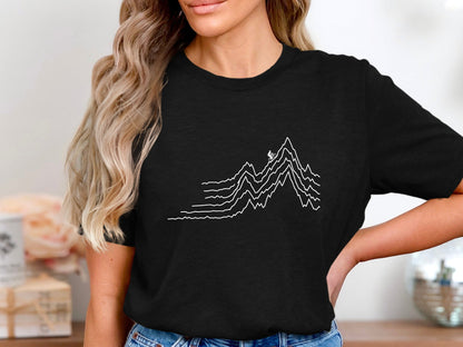 Mountain Peak Topographic Cycling Line Art Tee