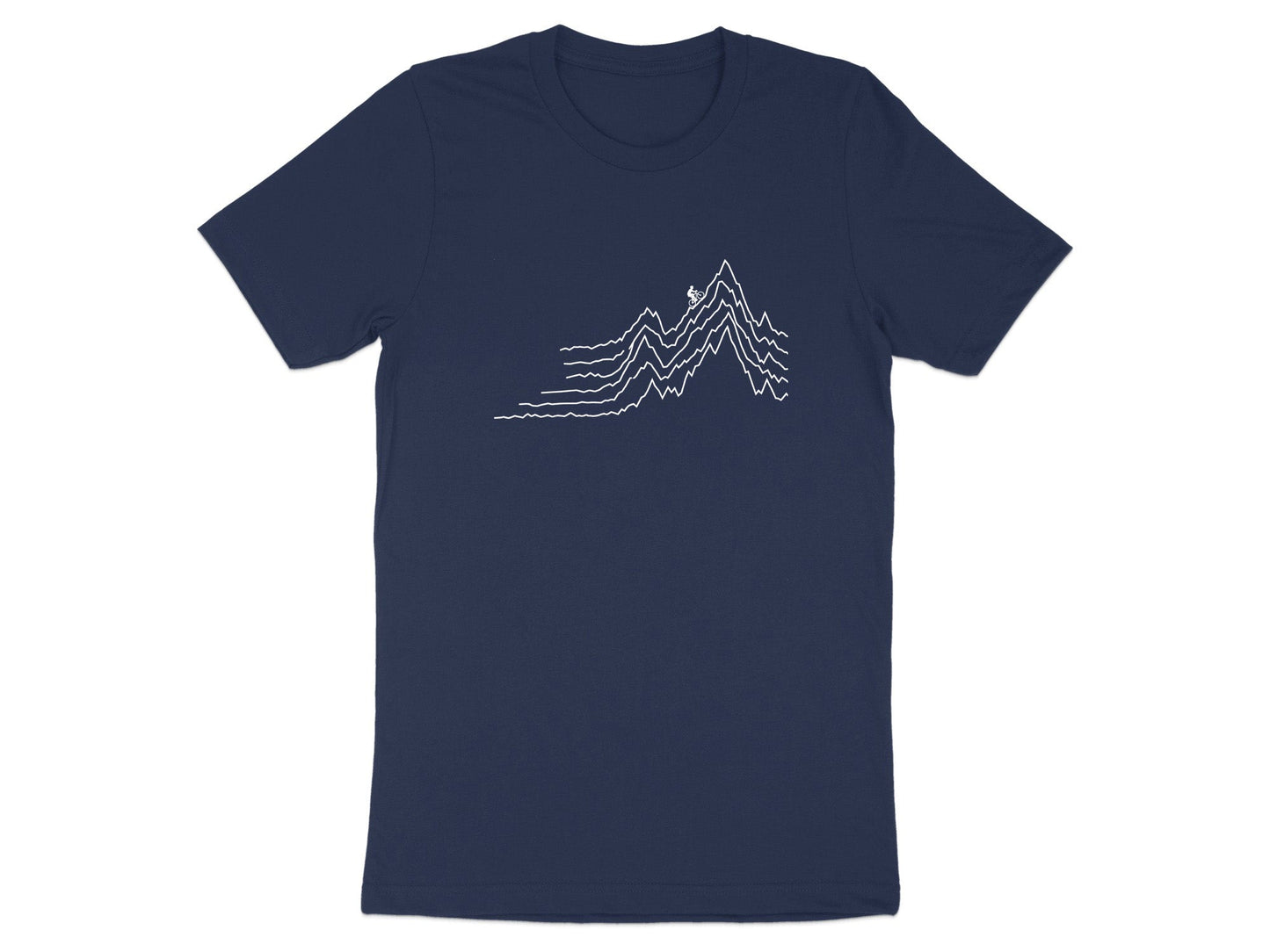 Mountain Peak Topographic Cycling Line Art Tee