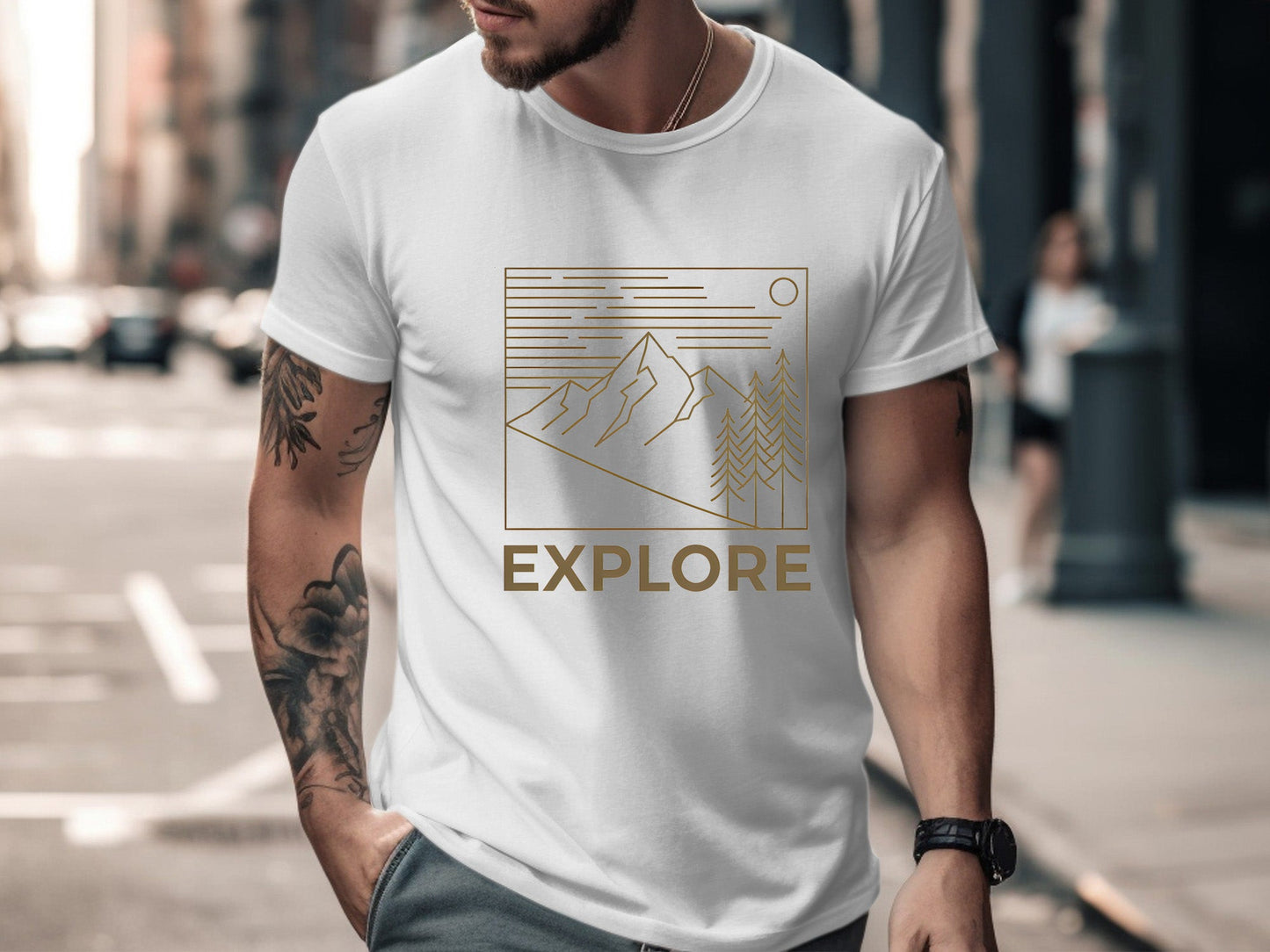 Explore Minimalist Mountain Line Art T-Shirt