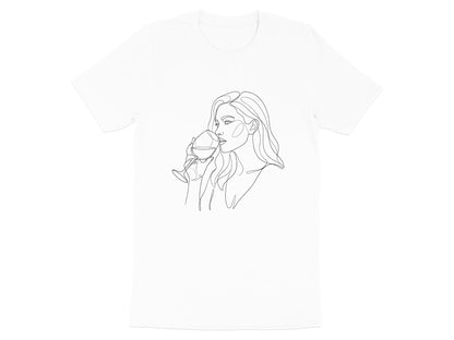 Minimalist Wine Lady Line Art T-Shirt