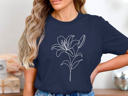 Lily Botanical Line Art T-Shirt