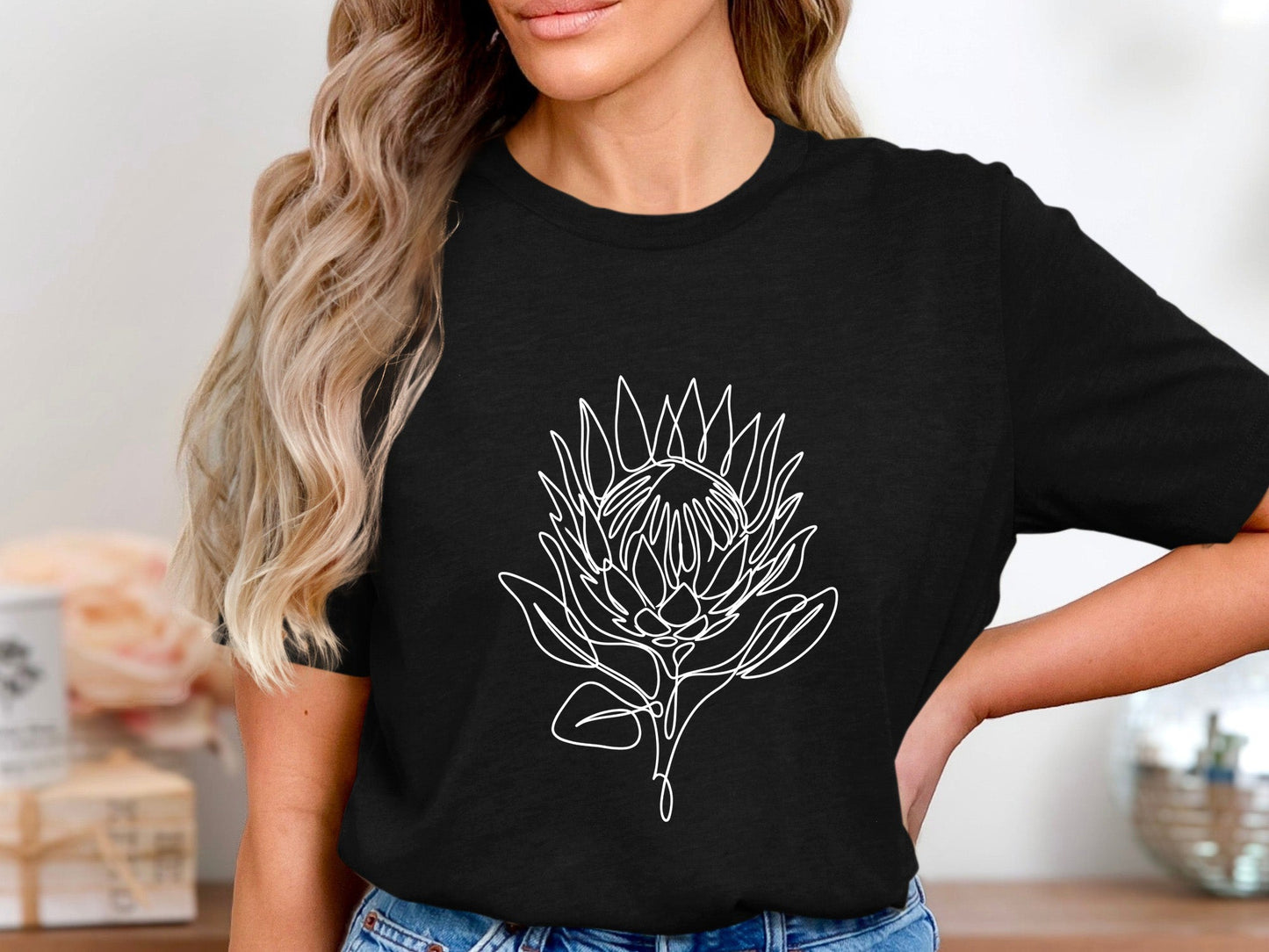 King Protea Fine Line Art T-Shirt