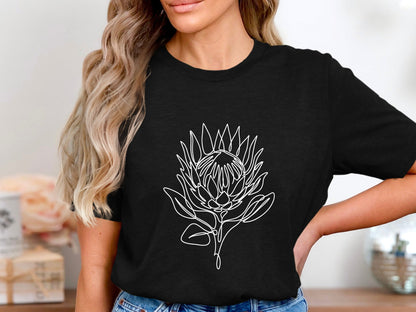 King Protea Fine Line Art T-Shirt