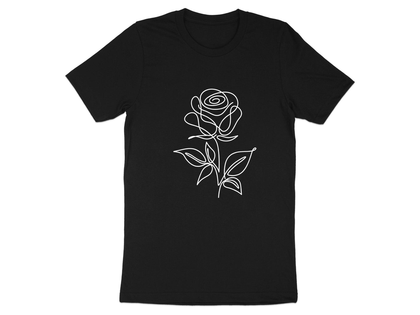 Single Stem Rose Line Art T-Shirt