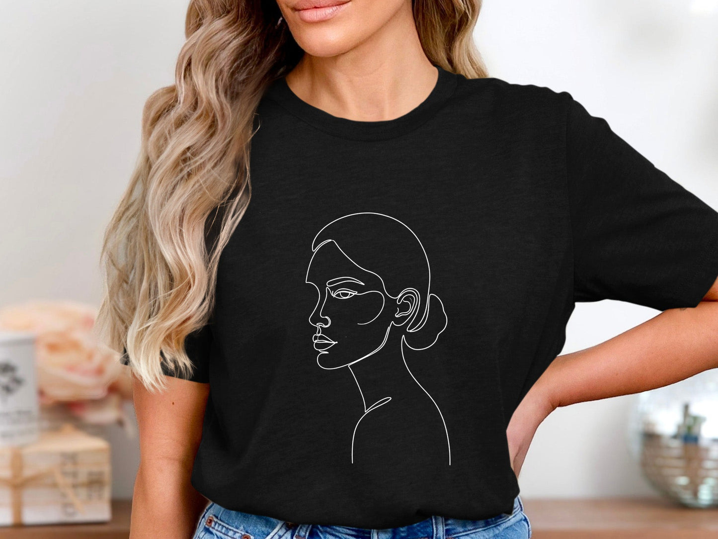 Serene Bun Minimalist Portrait T-Shirt