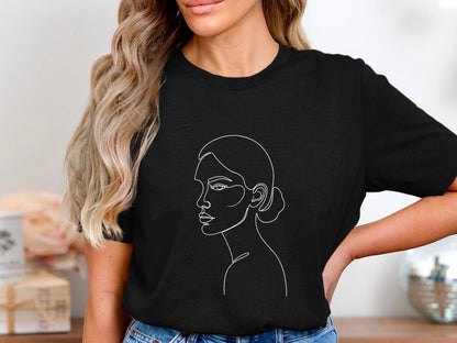 Serene Bun Minimalist Portrait T-Shirt