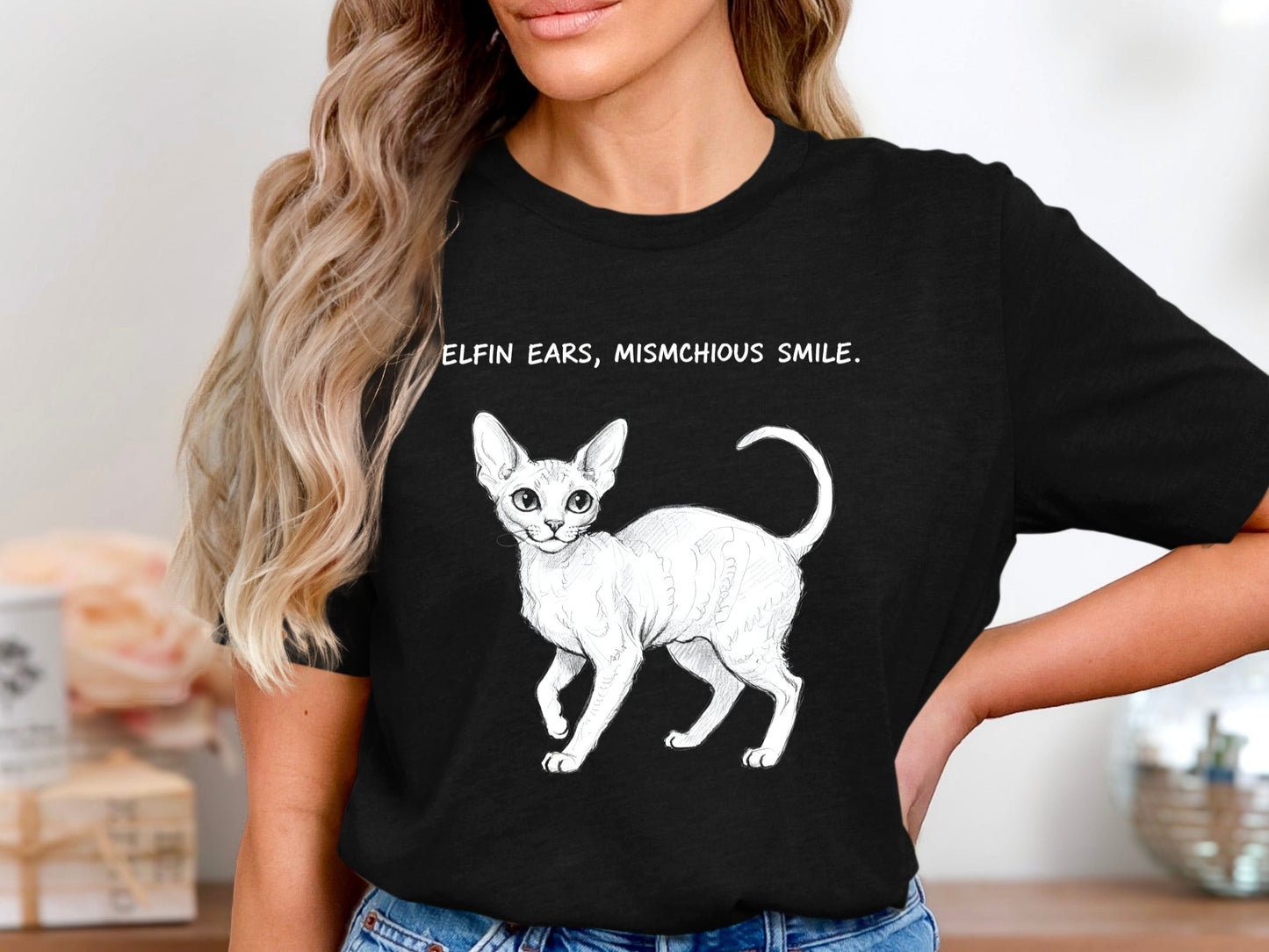 Elfin Ears Mischievous Smile Devon Rex T-Shirt
