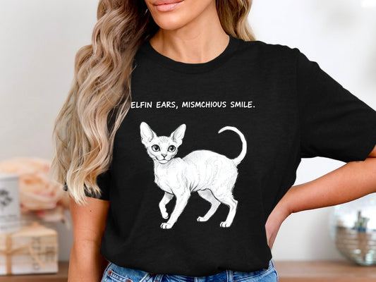 Elfin Ears Mischievous Smile Devon Rex T-Shirt
