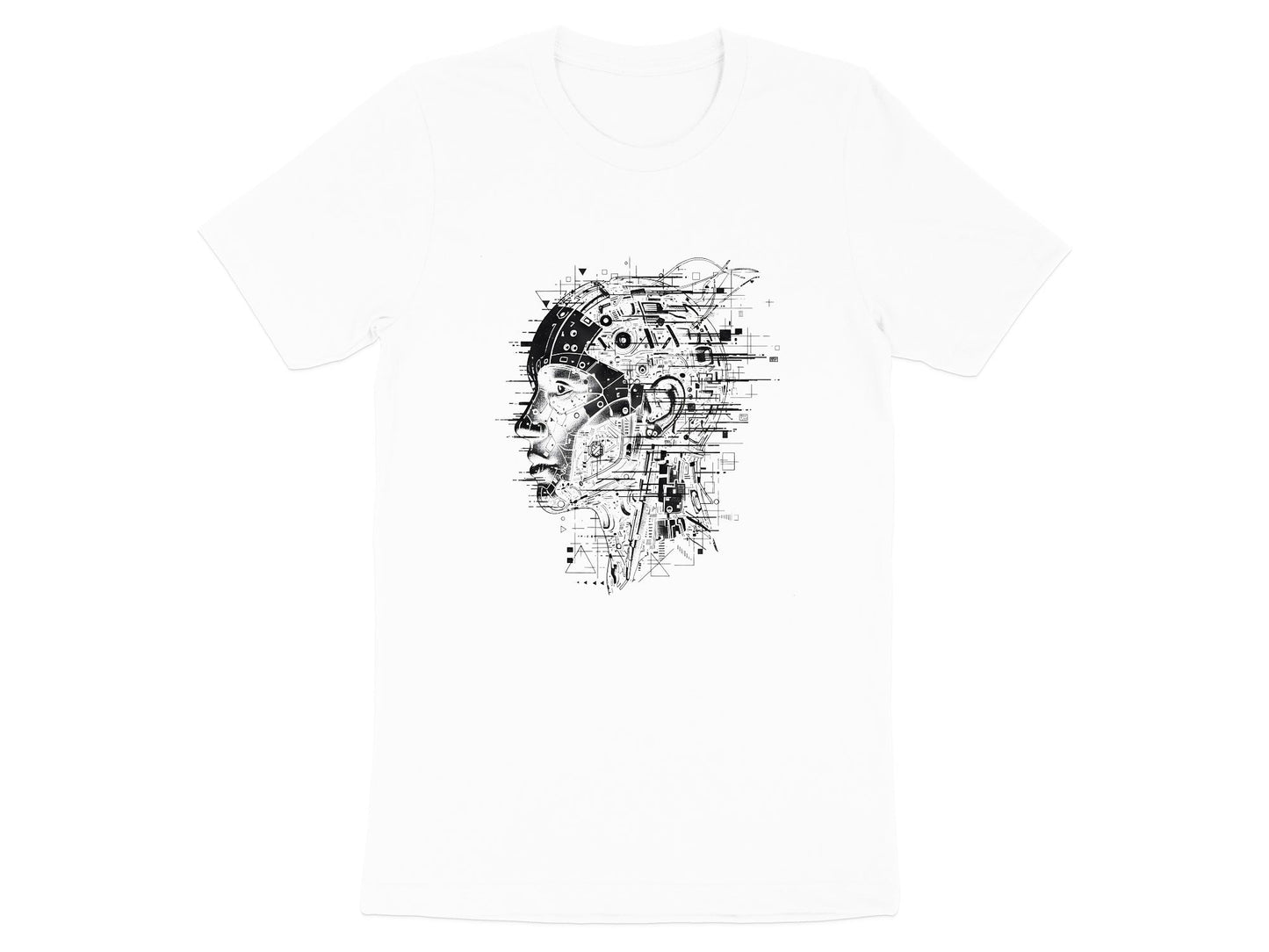 Cybernetic Profile Glitch Art T-Shirt
