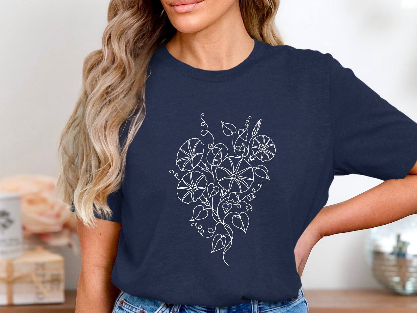 Morning Glory Stem Line Art T-Shirt