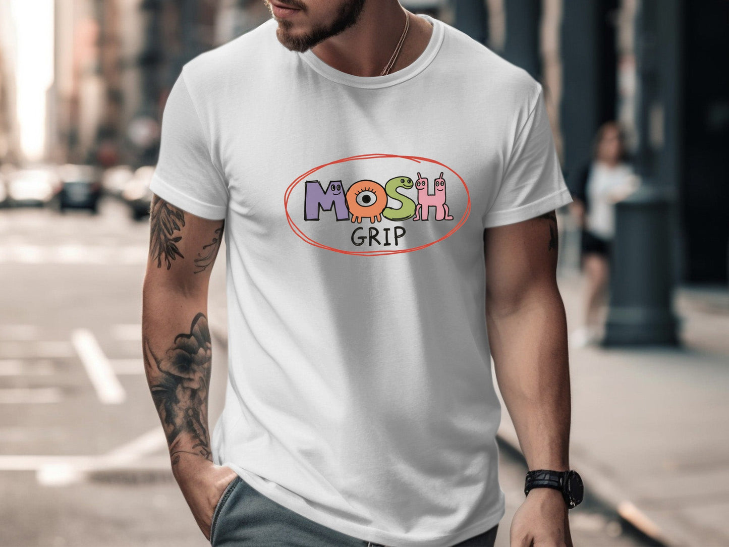 Mosh Grip Monster Typography T-Shirt