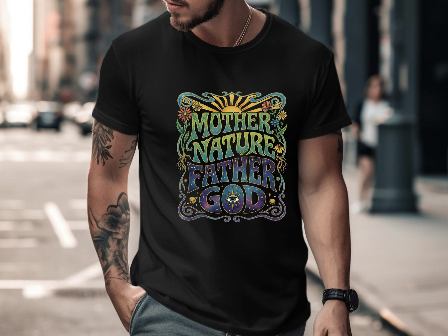 Mother Nature Father God Retro Psychedelic Tee