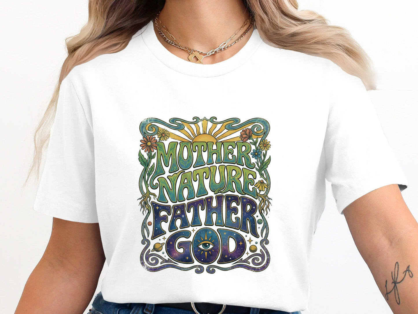 Mother Nature Father God Retro Psychedelic Tee