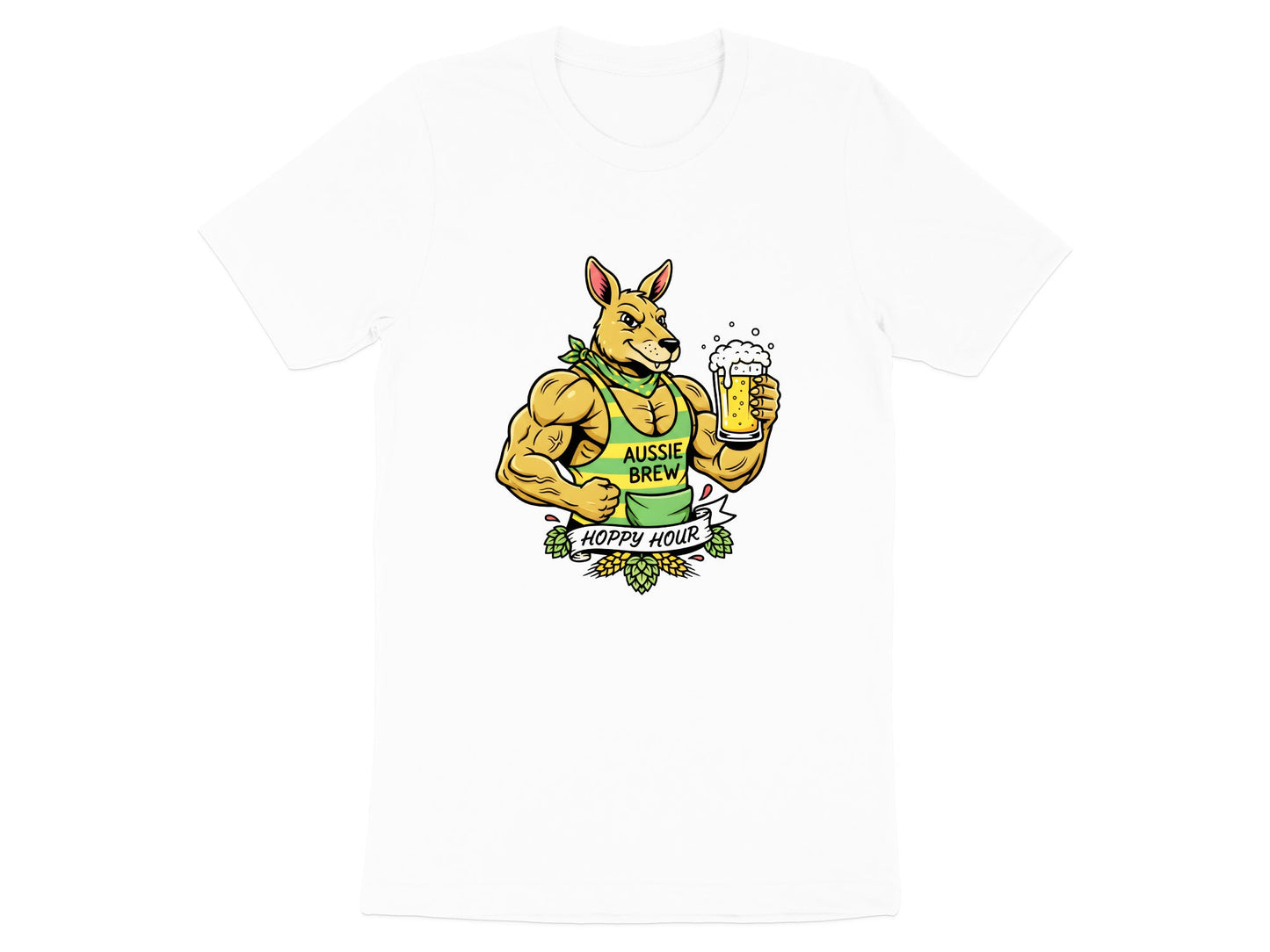 Buff Kangaroo Beer T-Shirt - Funny Australian Animal Art