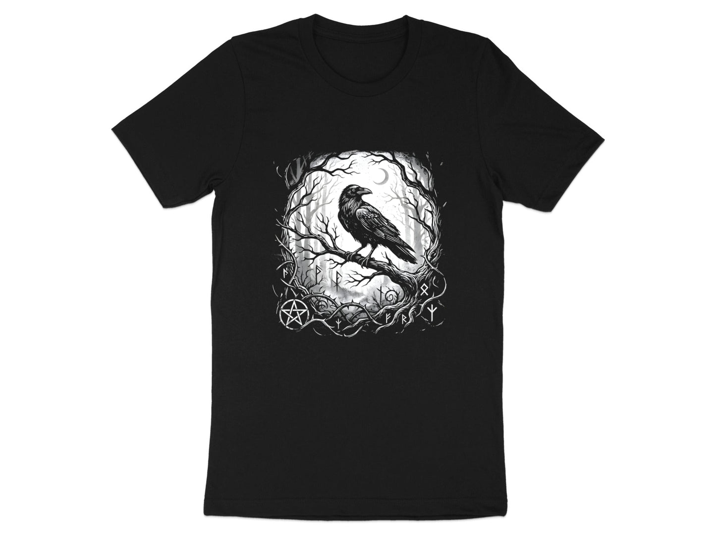 Mystical Raven Forest Spirit Graphic T-Shirt