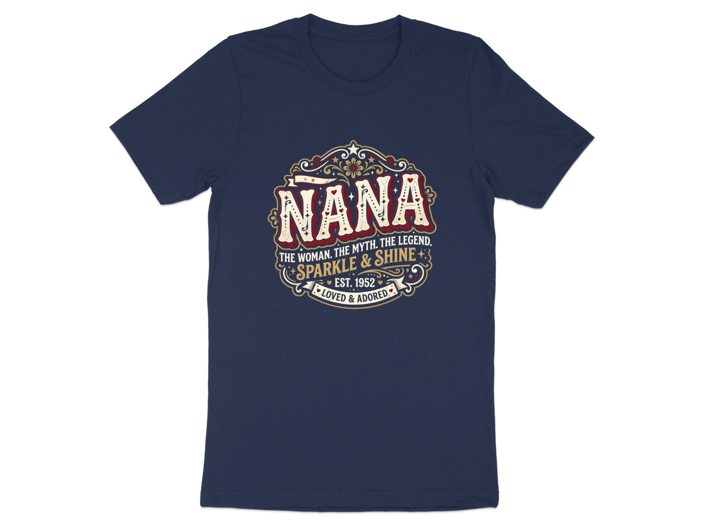 Nana Sparkle & Shine Retro Tee - Groovy Varsity Glitter Graphic