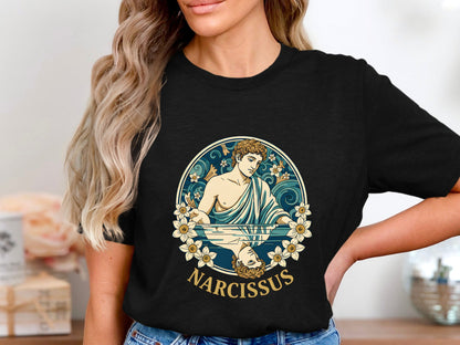 Narcissus Myth Portrait T-Shirt - Greek Mythology Design
