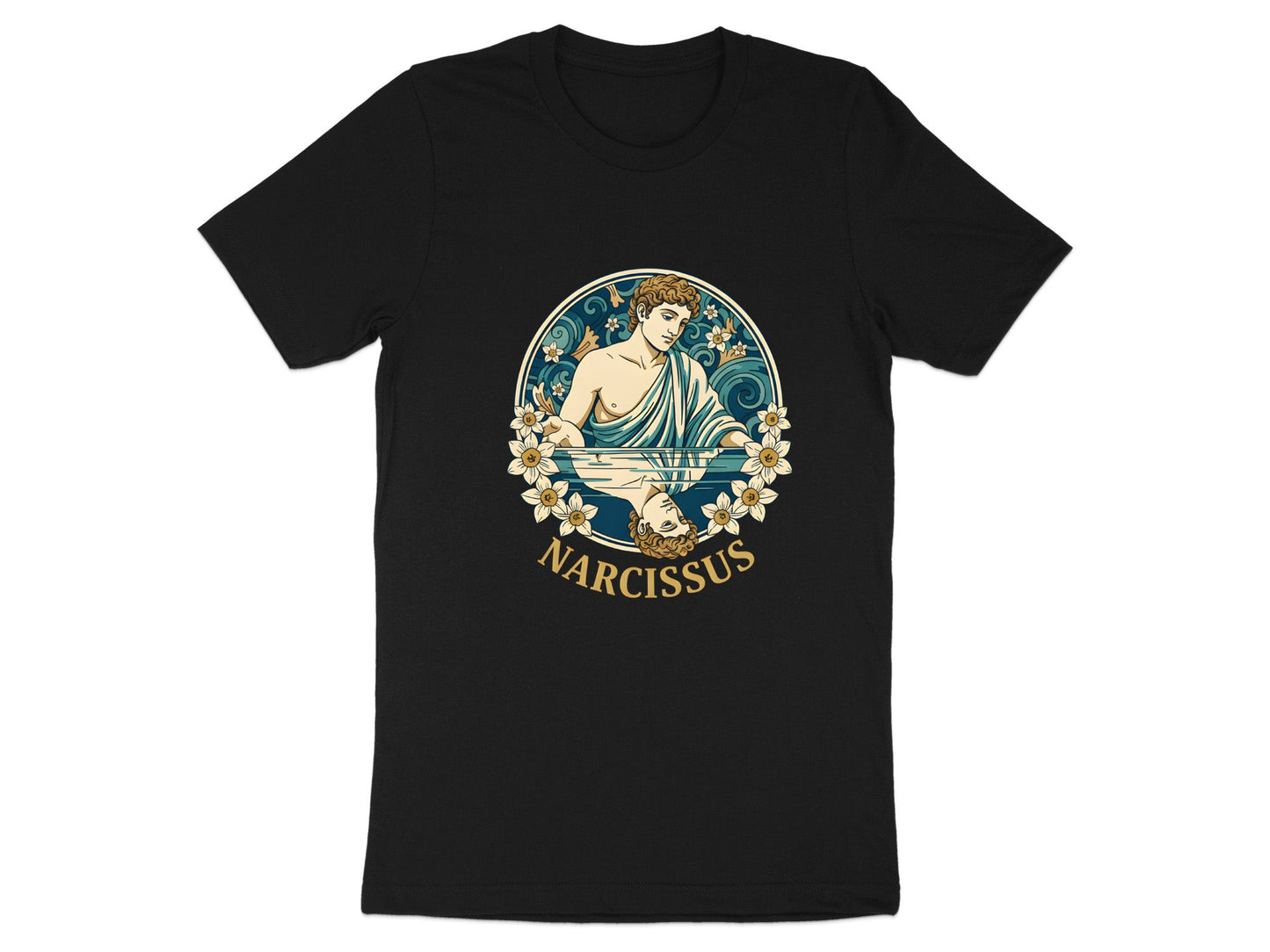Narcissus Myth Portrait T-Shirt - Greek Mythology Design