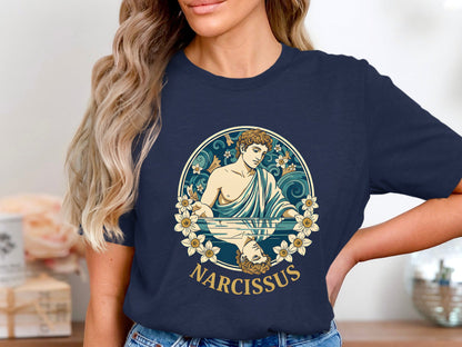 Narcissus Myth Portrait T-Shirt - Greek Mythology Design