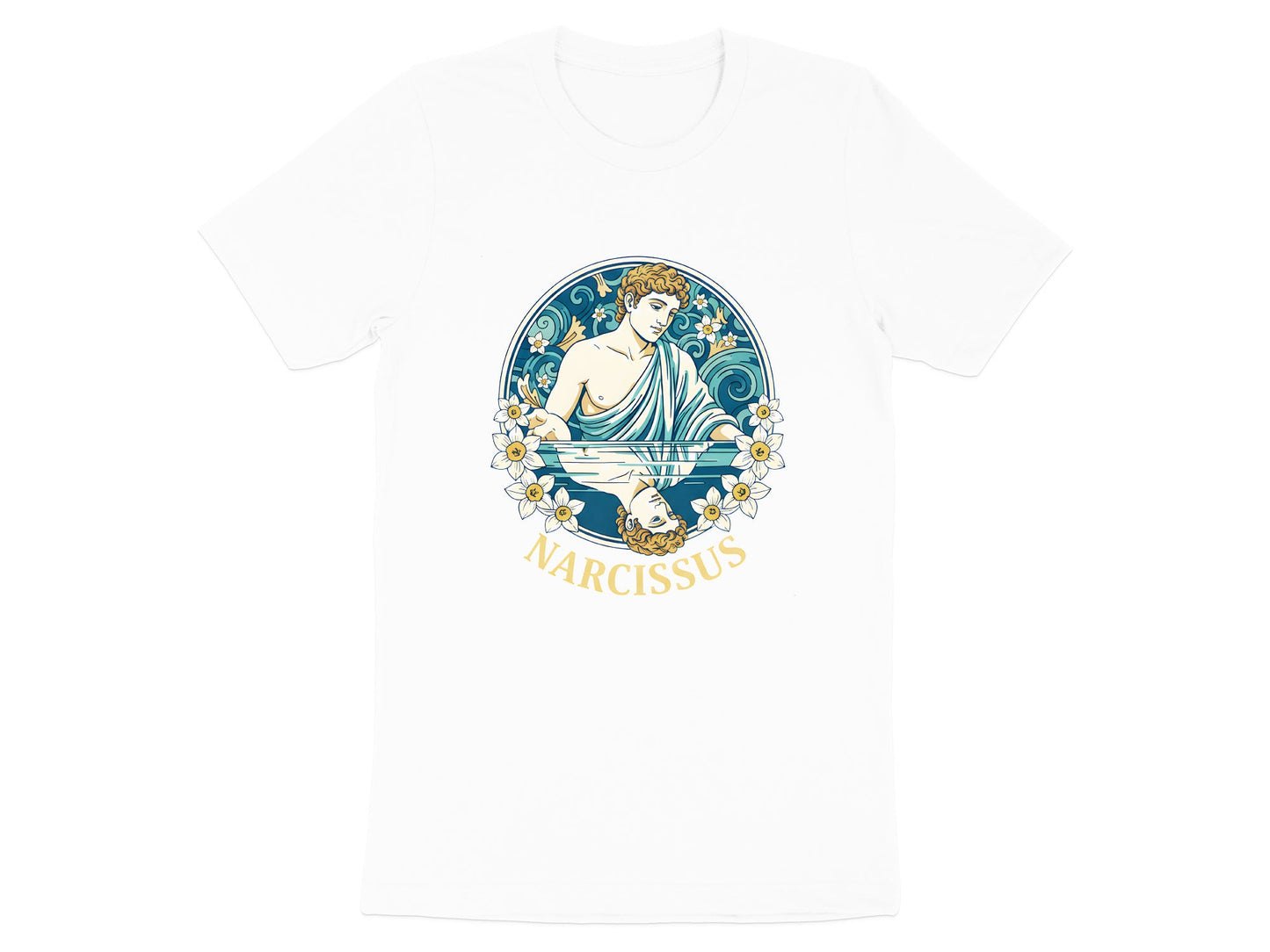 Narcissus Myth Portrait T-Shirt - Greek Mythology Design