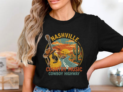 Nashville Country Music Cowboy Highway Retro Tee