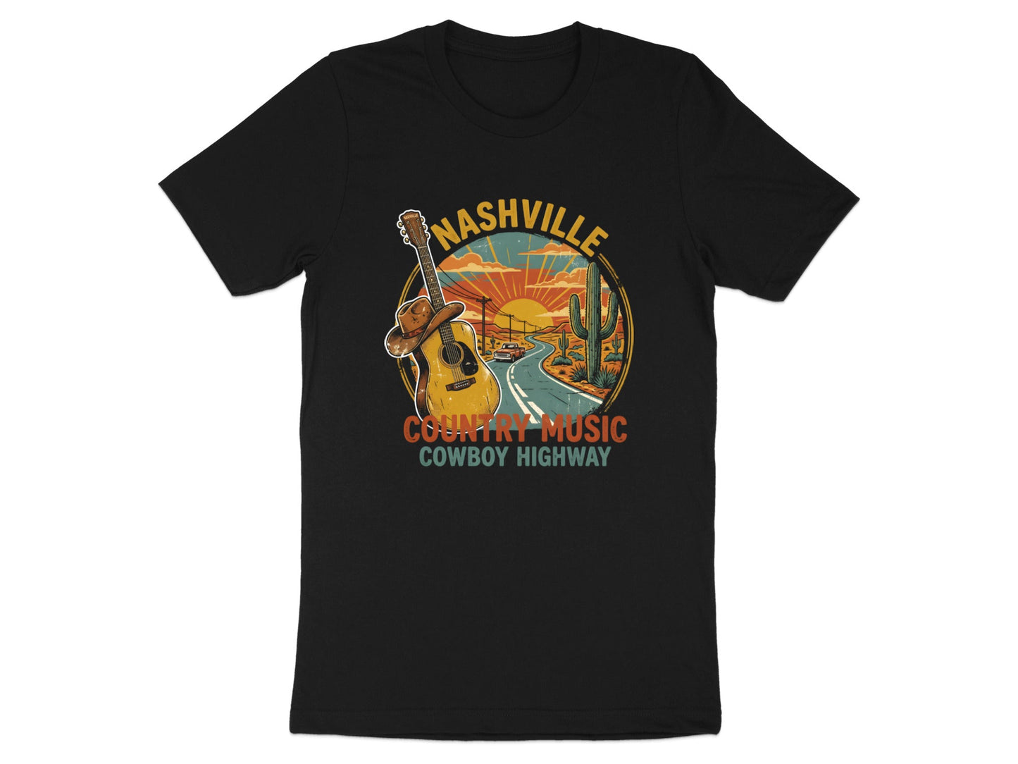 Nashville Country Music Cowboy Highway Retro Tee
