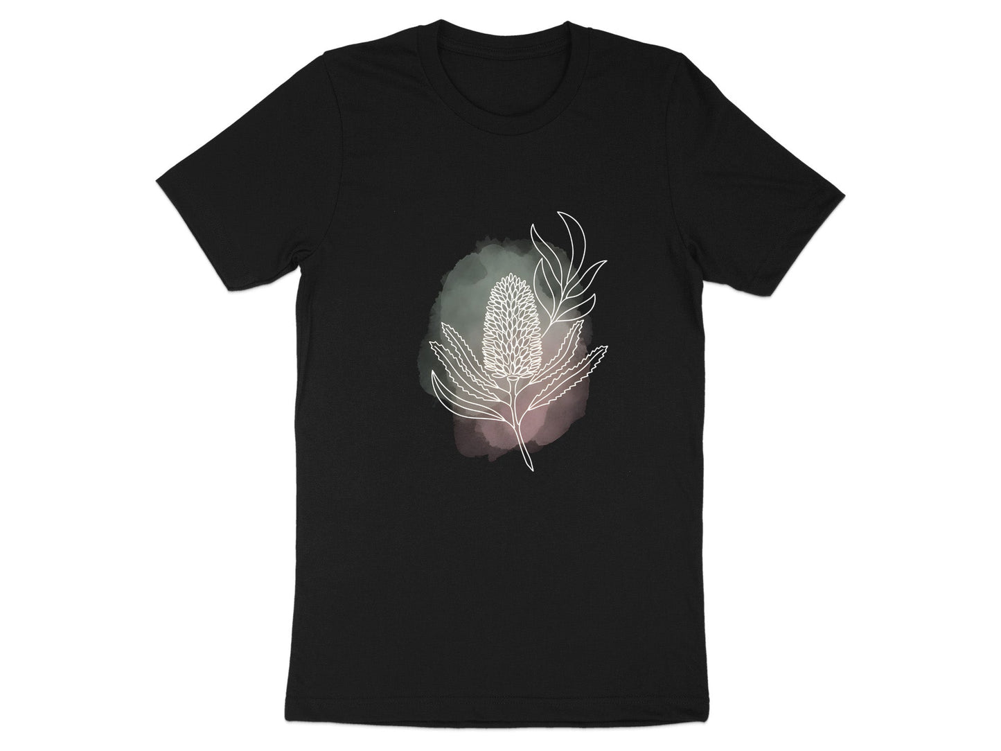 Minimalist Banksia Line Art & Watercolor T-Shirt