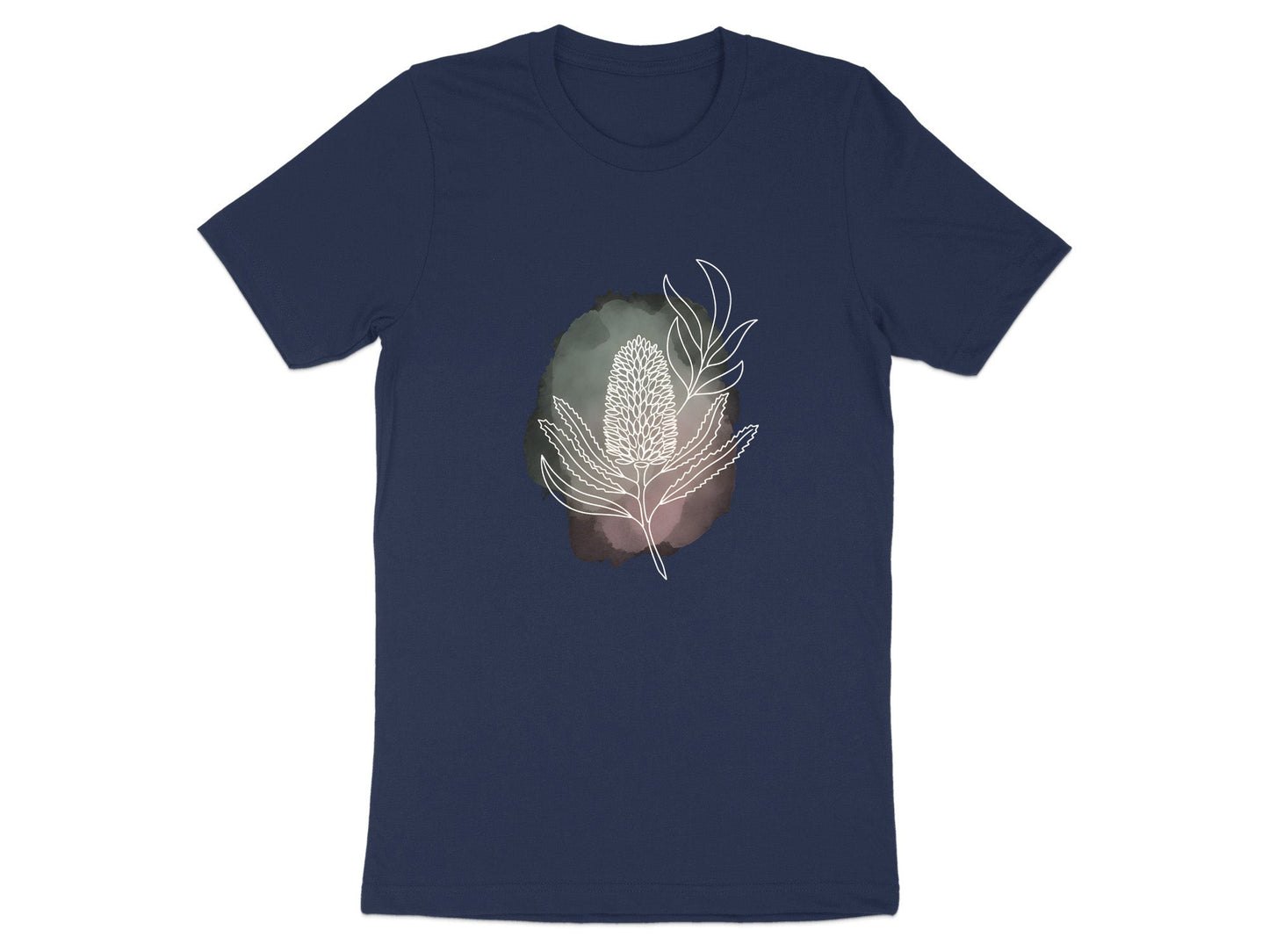 Minimalist Banksia Line Art & Watercolor T-Shirt
