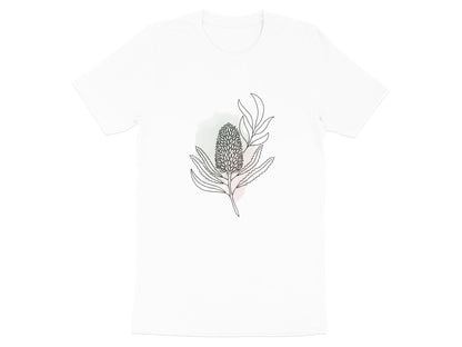Minimalist Banksia Line Art & Watercolor T-Shirt