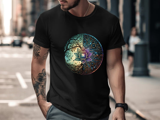 Nature vs Tech Yin Yang T-Shirt