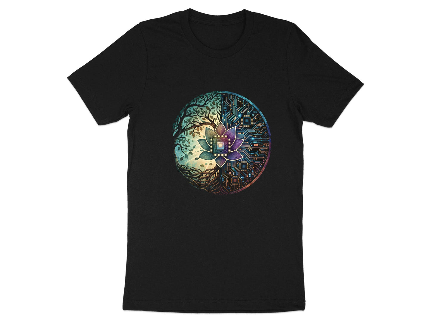 Nature vs Tech Yin Yang T-Shirt