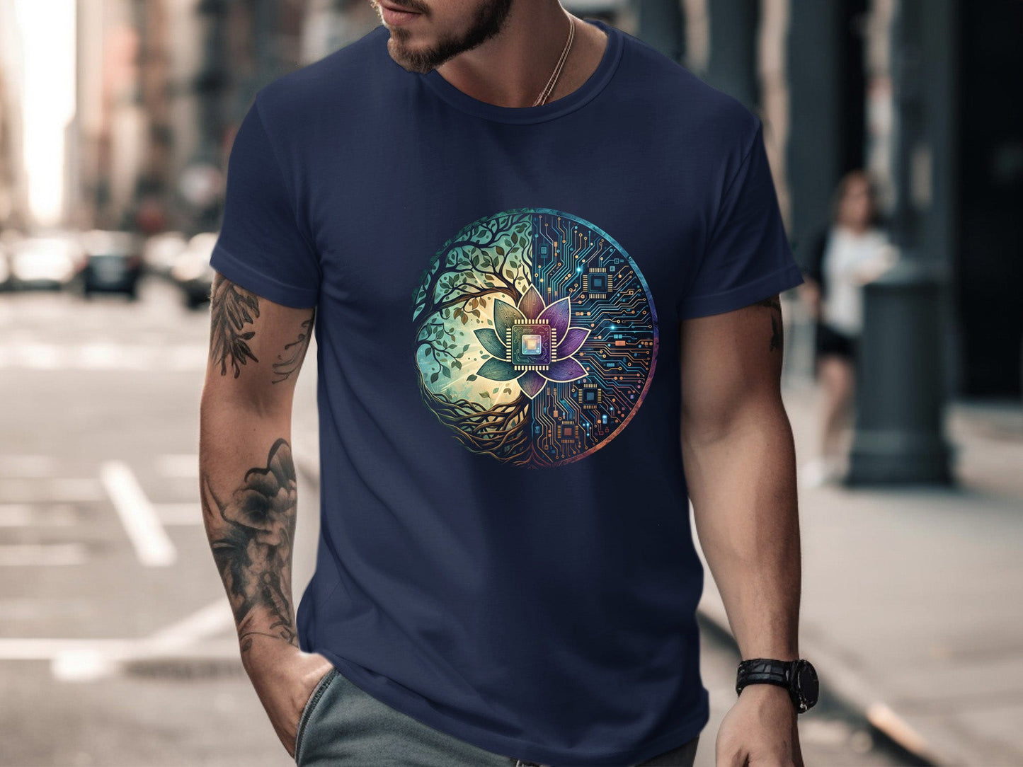 Nature vs Tech Yin Yang T-Shirt