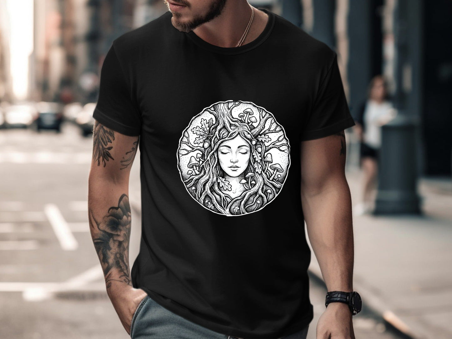 Nature Goddess Portrait Line Art Tee