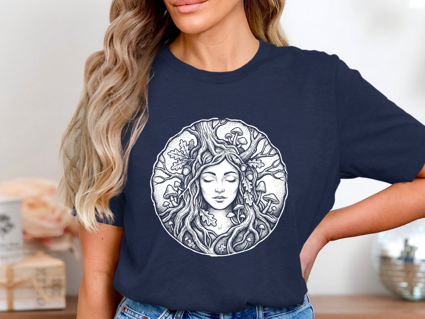 Nature Goddess Portrait Line Art Tee