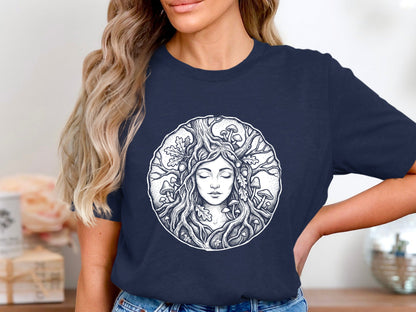 Nature Goddess Portrait Line Art Tee
